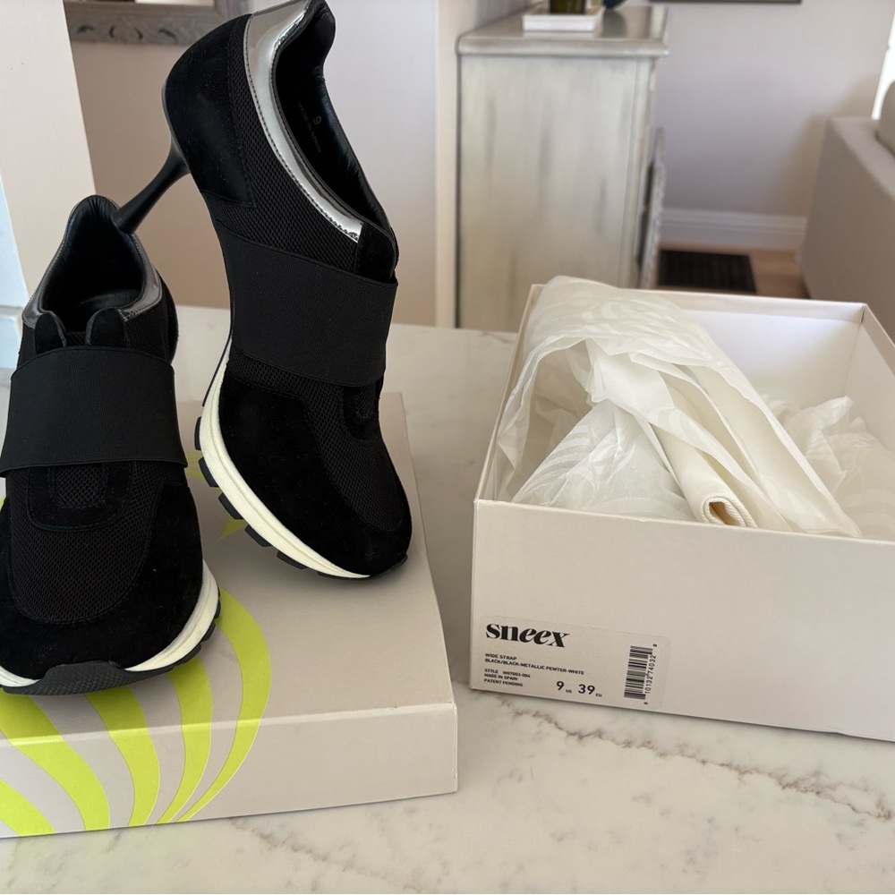Sleek Black and Silver Women's Heels by Sneex